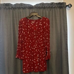 Women's Red Floral Top